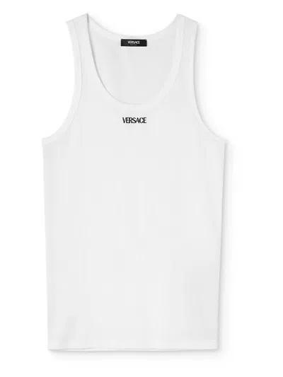 Versace White Logo Tank Top In White