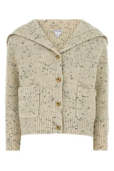 Bottega Veneta Ribbed Wool Cardigan With Knot Buttons In Multi