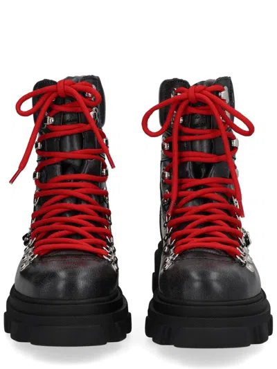 Ganni Ankle Mountain Boots Chunky Sole In Black