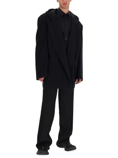 Balenciaga Men Short Coat With Hood In Black