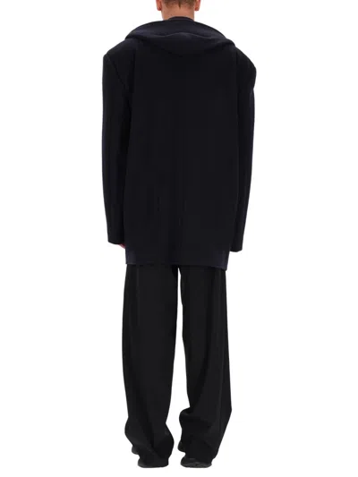 Balenciaga Men Short Coat With Hood In Black