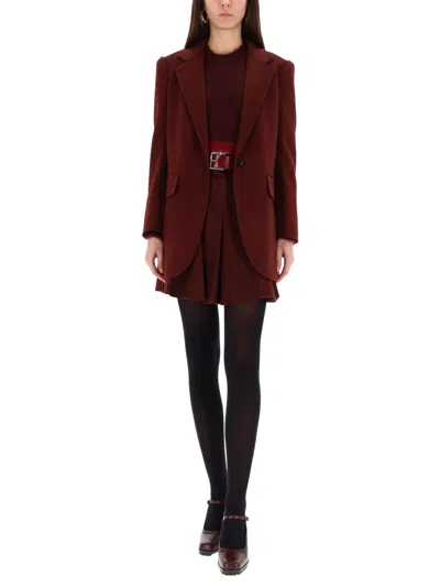 Max Mara Tailored Jacket Featuring Structured Shoulders In Burgundy
