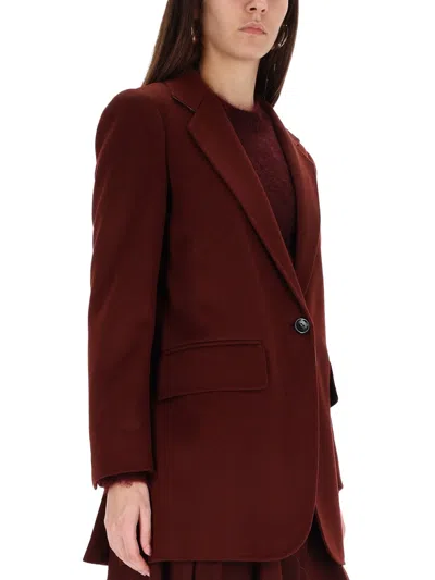 Max Mara Tailored Jacket Featuring Structured Shoulders In Burgundy