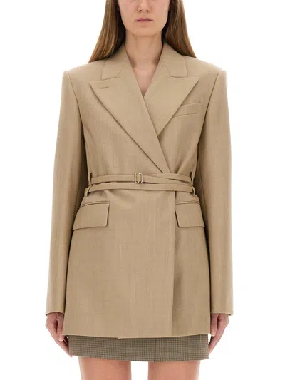 Sportmax Longline Fitted Jacket Belted Waist In Brown