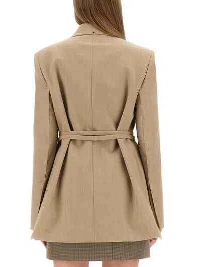 Sportmax Longline Fitted Jacket Belted Waist In Brown