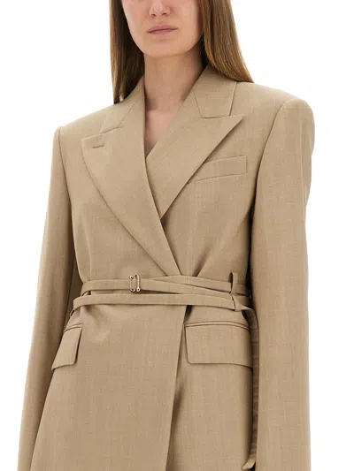 Sportmax Longline Fitted Jacket Belted Waist In Brown