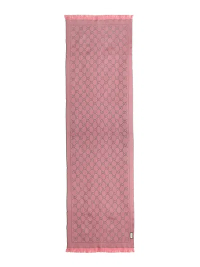 Gucci Jacquard "gg" Scarf In Pink