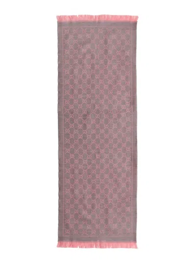 Gucci Jacquard "gg" Scarf In Pink