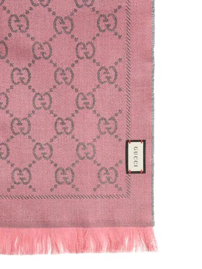 Gucci Jacquard "gg" Scarf In Pink