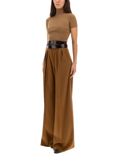 Max Mara Camel Wool Turtleneck In Brown