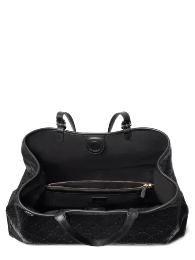 Gucci Women Gg Emblem Large Leather Tote In Black