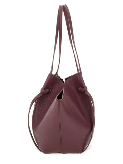 Yuzefi Shoulder Bags With Textured Finish And Long Handles In Burgundy