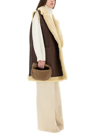 Bottega Veneta Women Leather And Shearling Vest In Brown