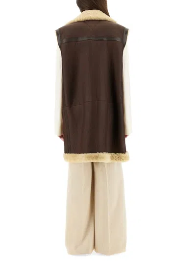 Bottega Veneta Women Leather And Shearling Vest In Brown