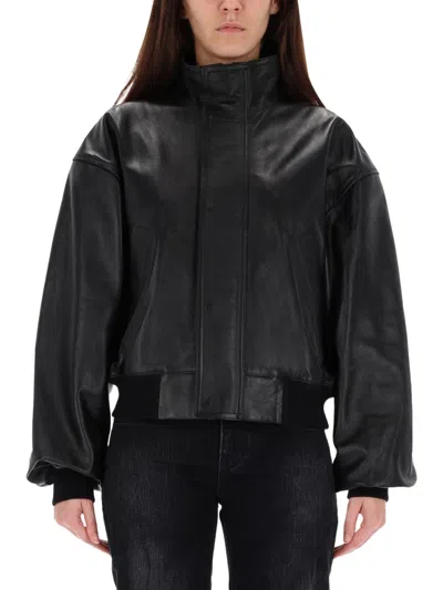 Balenciaga High Collar Long Sleeve Jacket In Black