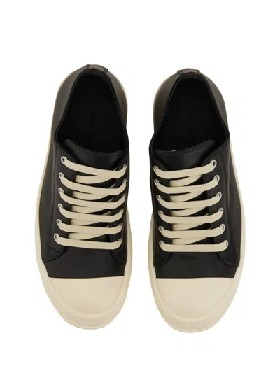 Rick Owens Leather Sneaker In Black