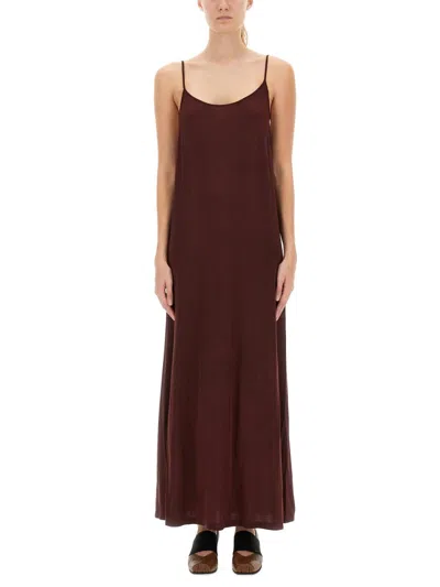 Uma Wang Spaghetti Strap Maxi Dress Daya In Brown