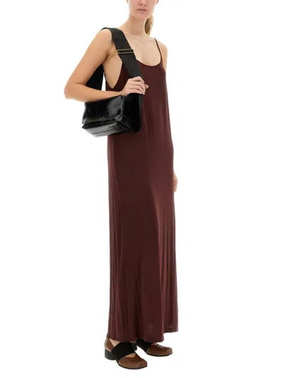 Uma Wang Spaghetti Strap Maxi Dress Daya In Brown