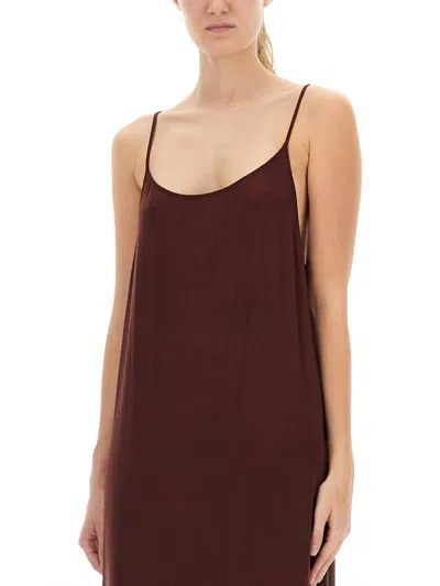 Uma Wang Spaghetti Strap Maxi Dress Daya In Brown