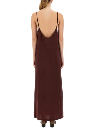Uma Wang Spaghetti Strap Maxi Dress Daya In Brown