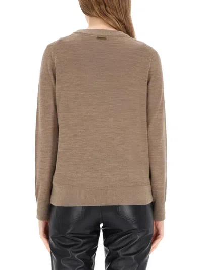 Michael Kors Merino Wool Sweater In Brown