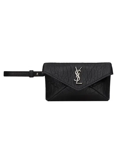 Saint Laurent Micro "envelope" Clutch Bag In Black