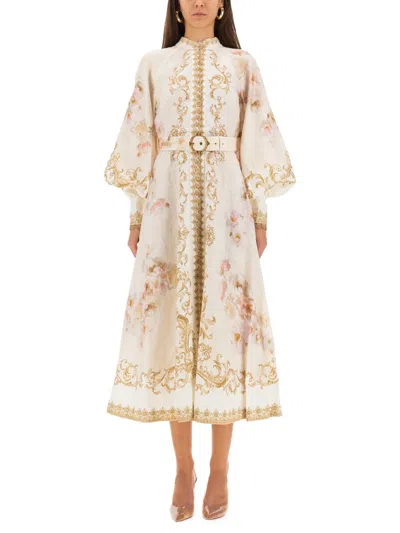 Zimmermann Buttoned Hypnotic Midi Dress In Brown