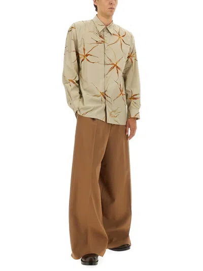 Dries Van Noten Wide Leg Trousers Featuring Pleats In Brown