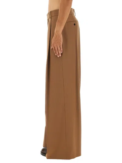 Dries Van Noten Wide Leg Trousers Featuring Pleats In Brown