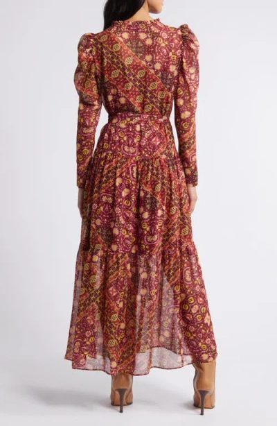 Julia Jordan Print Long Sleeve Chiffon Tiered Dress In Multi