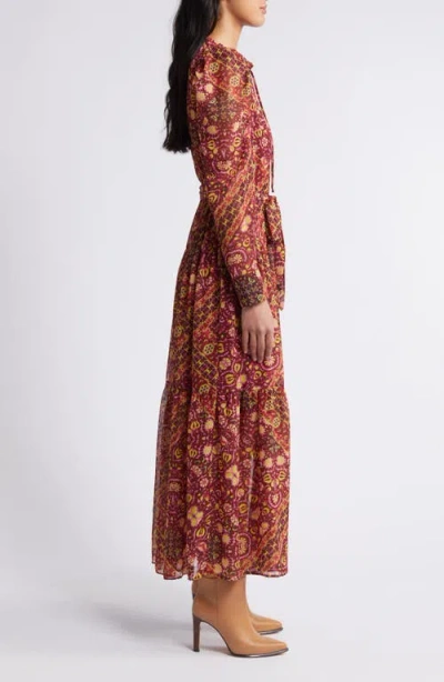 Julia Jordan Print Long Sleeve Chiffon Tiered Dress In Multi