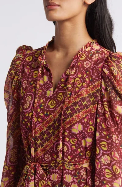 Julia Jordan Print Long Sleeve Chiffon Tiered Dress In Multi