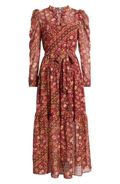 Julia Jordan Print Long Sleeve Chiffon Tiered Dress In Multi