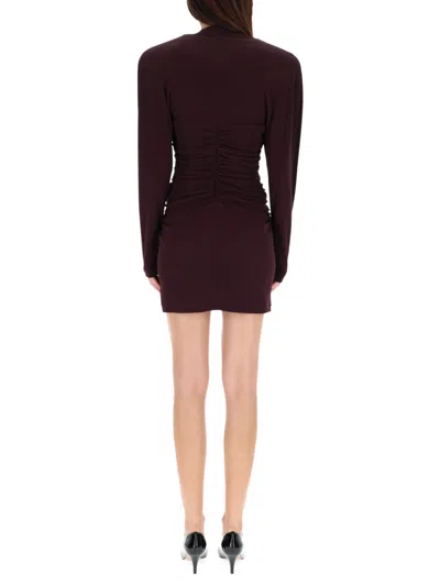 Stella Mccartney Pleated Mini Dress In Burgundy