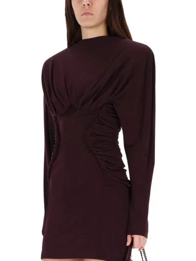 Stella Mccartney Pleated Mini Dress In Burgundy