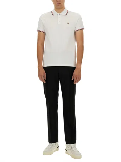 Moncler White Cotton Short-sleeved Polo T-shirt In White