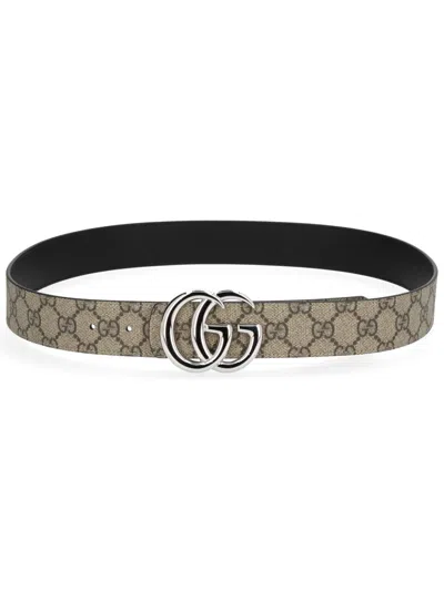 Gucci Reversible Belt "gg Marmont" In Brown