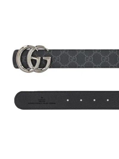 Gucci Reversible Belt Gg Marmont In Black