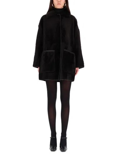 Max Mara Reversible Coat In Black