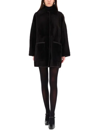 Max Mara Reversible Coat In Black