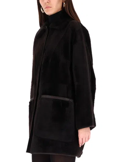 Max Mara Reversible Coat In Black