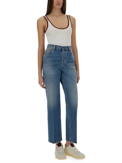 Gucci Women Ribbed Cotton Tank Top With Web In Multi