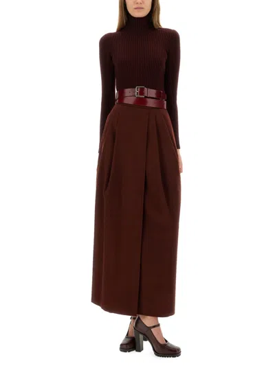 Max Mara Burgundy Stretch Wool Blend Aral1234 Sweater In Brown