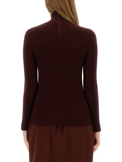 Max Mara Burgundy Stretch Wool Blend Aral1234 Sweater In Brown