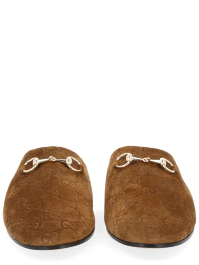 Gucci Sabot With Clamp In Brown