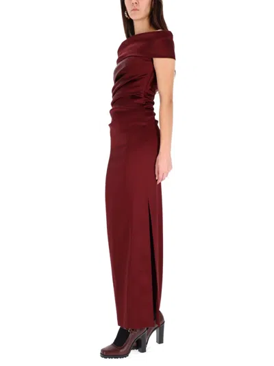 Max Mara Satin Dress In Burgundy