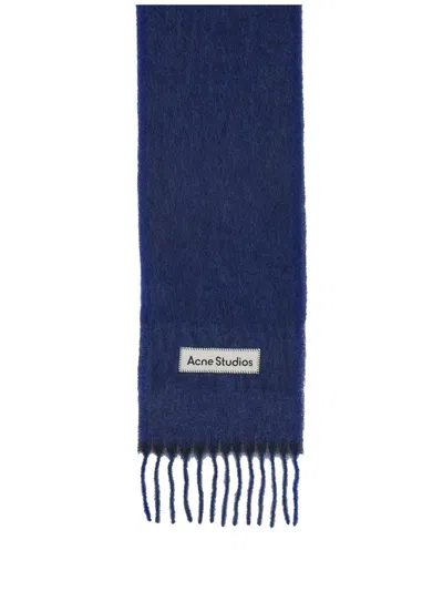 Acne Studios Scarf With Logo Unisex In Blue
