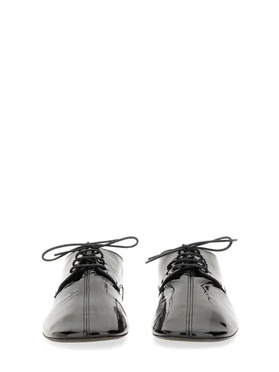 Dries Van Noten Shiny Leather Lace-up Shoe In Gray