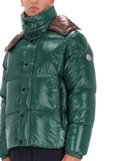 Moncler Parana Glossy Hooded Short Down Jacket Clothing In Green