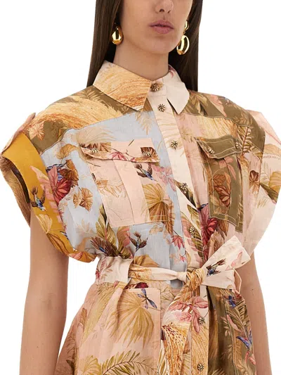 Zimmermann Short Overalls With Ascension Lapels In Multi